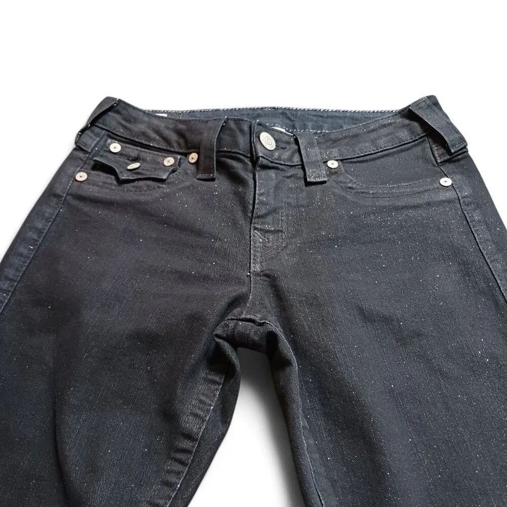 True Religion Serena Y2K Glitter Jeans Size 27 Dark Wash Skinny Made in USA - Picture 11 of 14